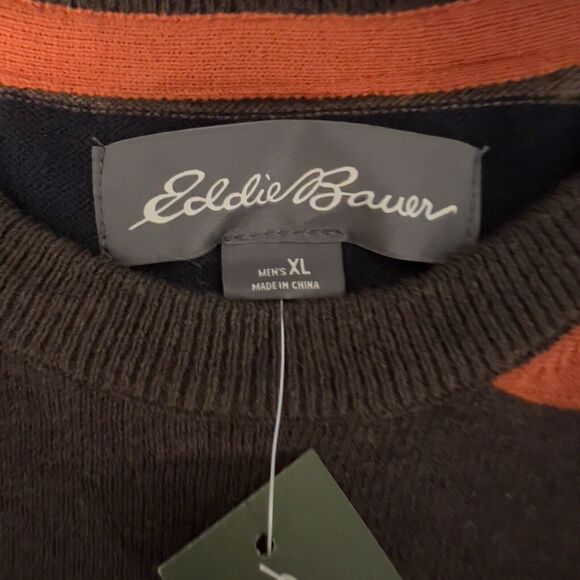NWT VTG Eddie Bauer Mens Sz XL Wool Blend Knit Striped Sweater 90S Y2K - Picture 3 of 7
